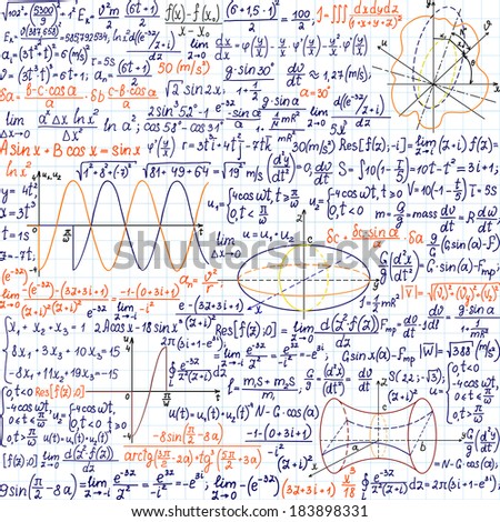 Mathematical Vector Seamless Pattern With Formulas And Figures ...