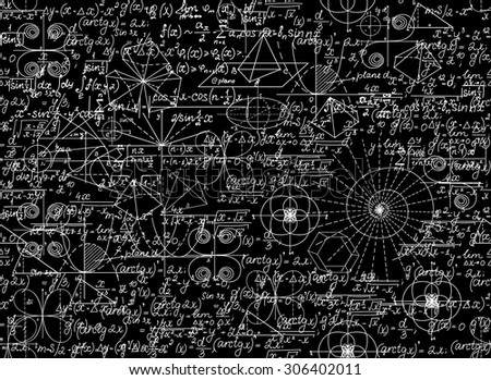 Mathematical vector seamless pattern with mathematical figures and equations. You can use any color of background