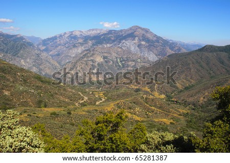 View from highway 180 in Kings Canyon National Park, California.