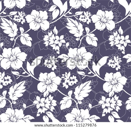 Blue Winter Floral Pattern Background