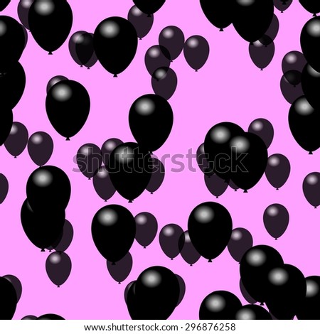 Black party air balloons on pink background - endless tileable digitally rendered pattern