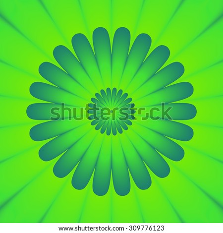 Green monochromatic pattern with symmetric flower
