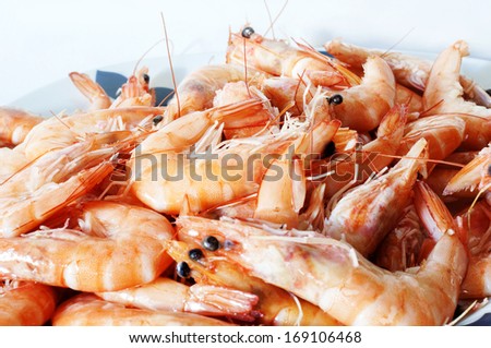delicious Christmas meal, Prawns on Christmas Day