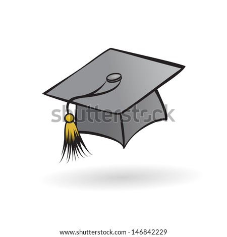 hat graduate student in a painted style on a white background