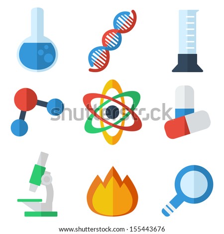 Scientific Icon Into A Flat Style, A Set Of Flat Icons With Symbols Of ...