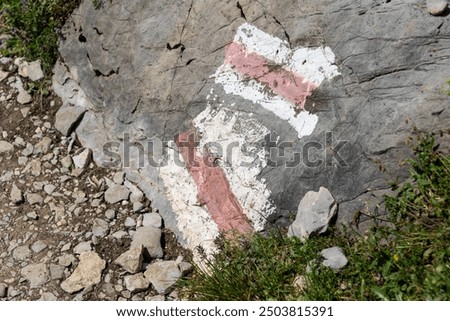 Image, Stock Photo Trail marker on a tree