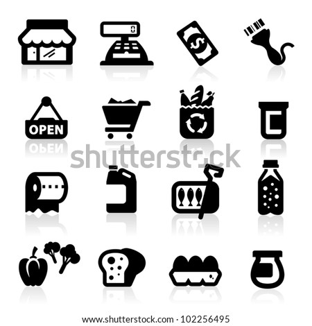 Supermarket icons set  Elegant series