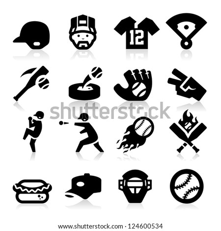 Baseball Icons Stock Vector Illustration 124600534 : Shutterstock