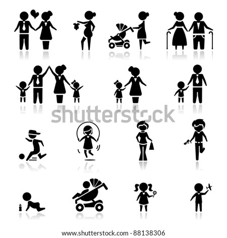 Icons set people and family