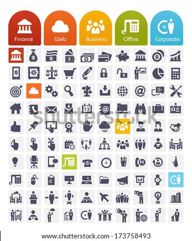 Business Related Icons Set - transparent quality icons : web, finance, office and people