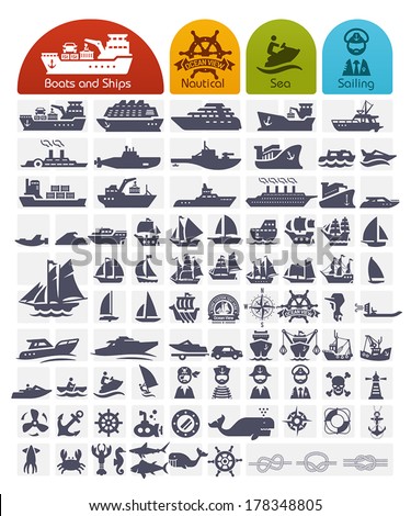 Ships and Boats Icons Bulk series -  over 80 high quality icons, 