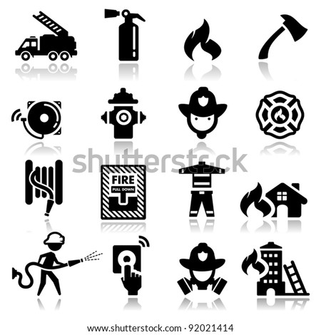 Icons set firefighter