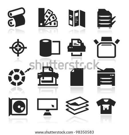 Print icons set elegant series