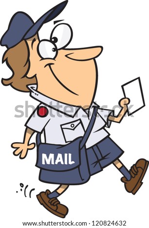 Cartoon Postal Worker Woman Delivering Mail Stock Vector Illustration ...