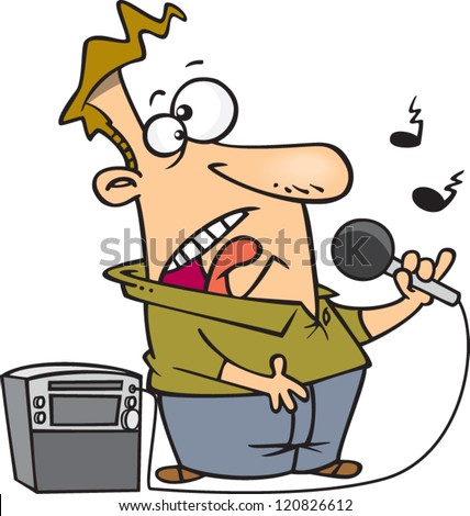 Cartoon Man Singing Into A Karaoke Machine Stock Vector 120826612 ...