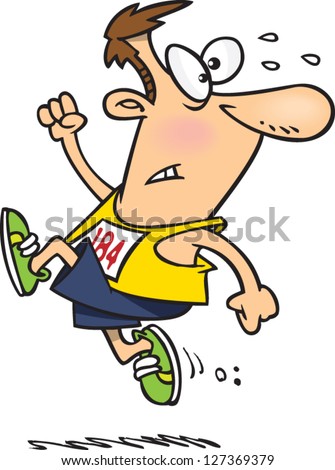 A Vector Illustration Of Worried Cartoon Man Running While Looking ...