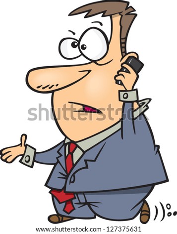 A Vector Illustration Of Cartoon Business Man Walking And Talking On A ...