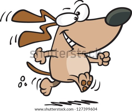 A Vector Illustration Of Happy Cartoon Dog Running - 127399604 ...