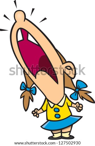 A Vector Illustration Of Cartoon Girl Screaming - 127502930 : Shutterstock