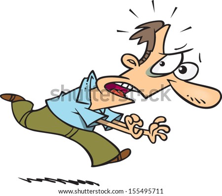 Scared Cartoon Man Running Away Stock Vector Illustration 155495711 ...