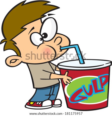 cartoon boy drinking a huge gulp