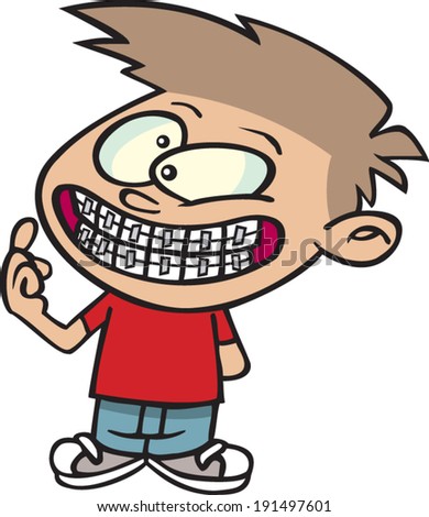 cartoon boy showing off his new braces