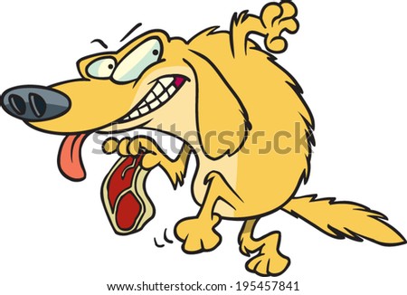 Sneaky Cartoon Dog Stealing A Steak Stock Vector Illustration 195457841 ...