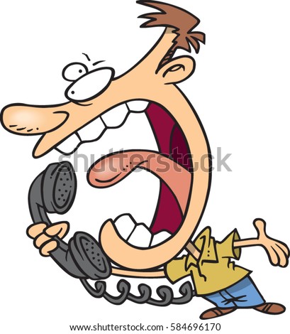 cartoon man yelling into phone