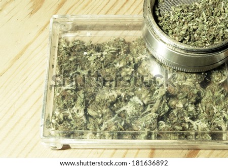 Marijuana And Grinder, Device Used For Breaking Up Weed, Drug ...