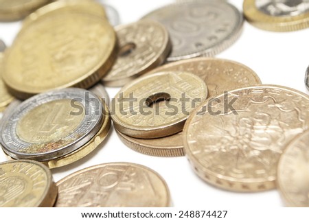Foreign Coins on White