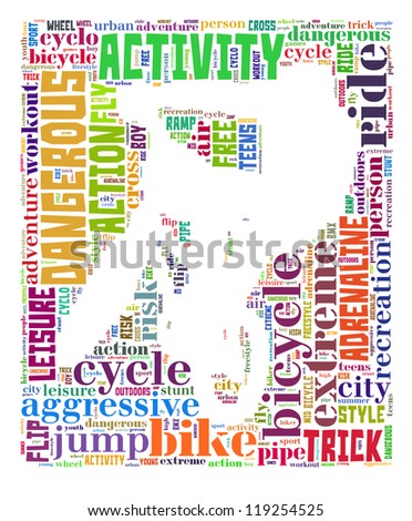 BMX info-colorful text graphic and arrangement concept on white background (word cloud)