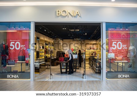 SEPANG, MALAYSIA - SEPTEMBER 20, 2015: Bonia outlet store at Mitsui Outlet Park KLIA in Sepang, Selangor.