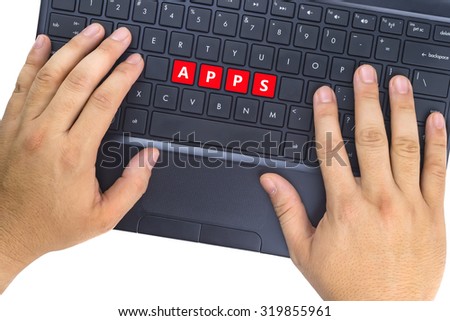 Hands on laptop with \