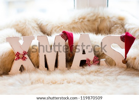 Christmas letters on the fur