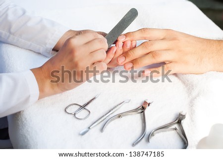 Men\'s hands prepared to manicure