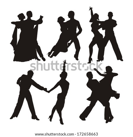 Black Silhouette Of Couple Dancing Stock Vector Illustration 172658663 ...