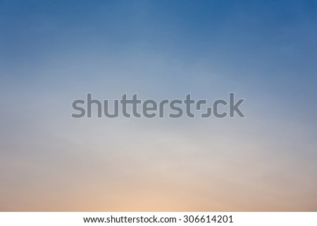 colorful clear sky background, blue and orange sunset sky