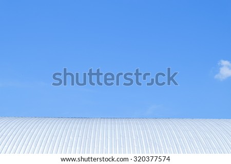 roof of metal sheet building with clear blue sky background