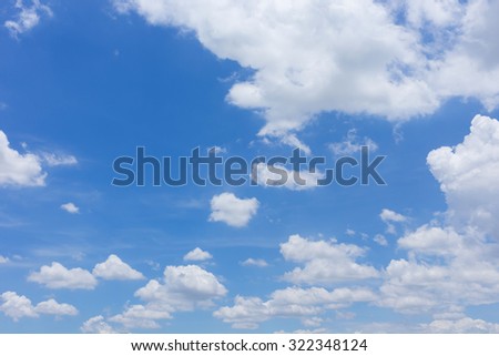 fluffy cloud on clear blue sky background, pure air on a good day
