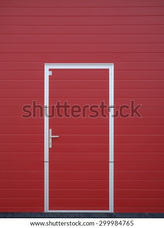 Closed door of fire station.