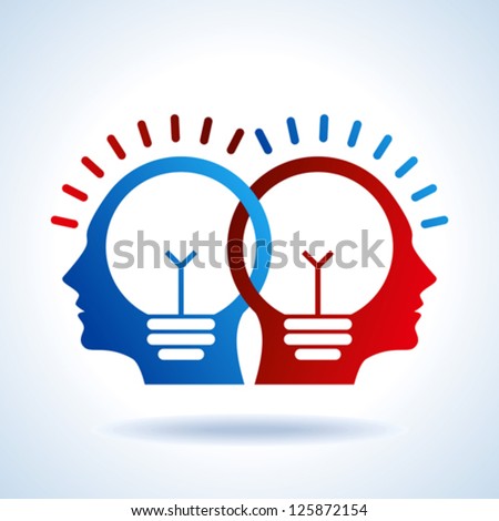 Human heads with Bulb symbol Business concepts