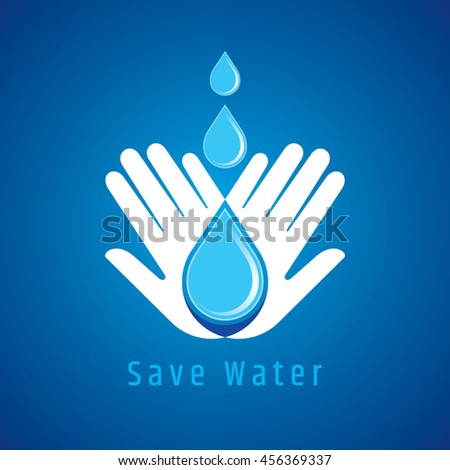 Save water concept, Hand holds water drop.
