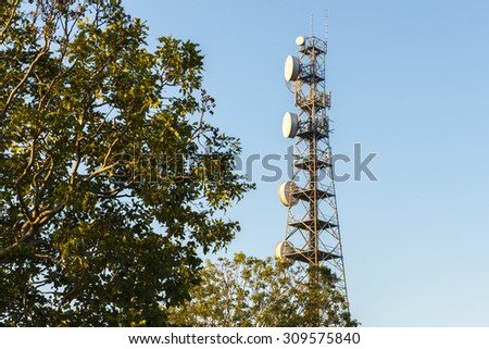 Radio tower in the afternoon at Redbank Plains, Brisbane, Queensland.