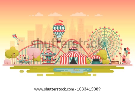 Similar – Image, Stock Photo Ferris wheel in amusement park