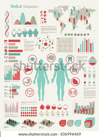 Medical Infographic Set With Charts And Other Elements. Vector ...