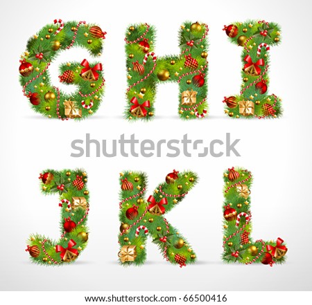 Ghijkl, Vector Christmas Tree Font - 66500416 : Shutterstock