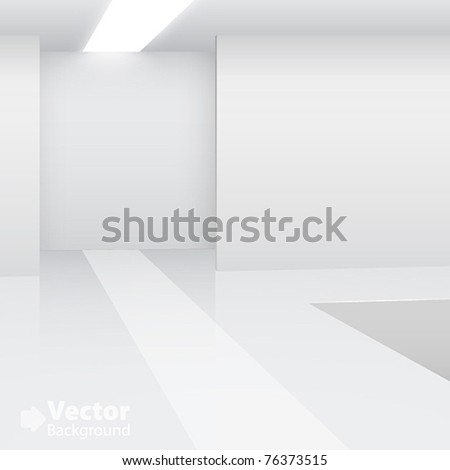 Empty white interior. Fashion podium. Vector illustration