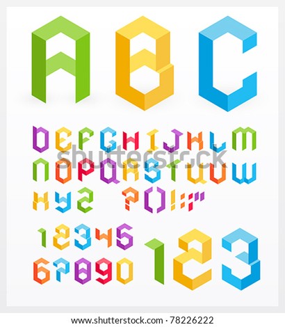 Paper 3d Alphabet Letters And Numbers Stock Vector Illustration ...