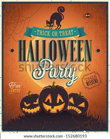 Happy Halloween Poster. Vector illustration.