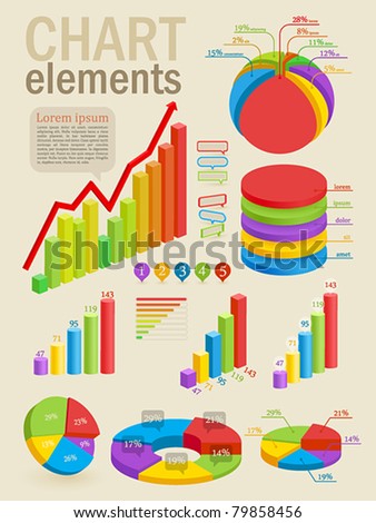 Infographic set with colorful charts. Vector illustration.